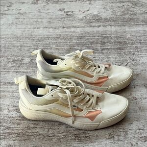 Vans Cream and Peach Casual Sneakers with Pastel rainbow